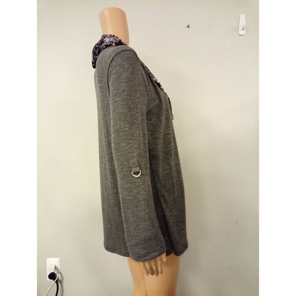 Studio Works Black Grey Cardigan Shirt Scarf Set Size Small - Picture 2 of 15